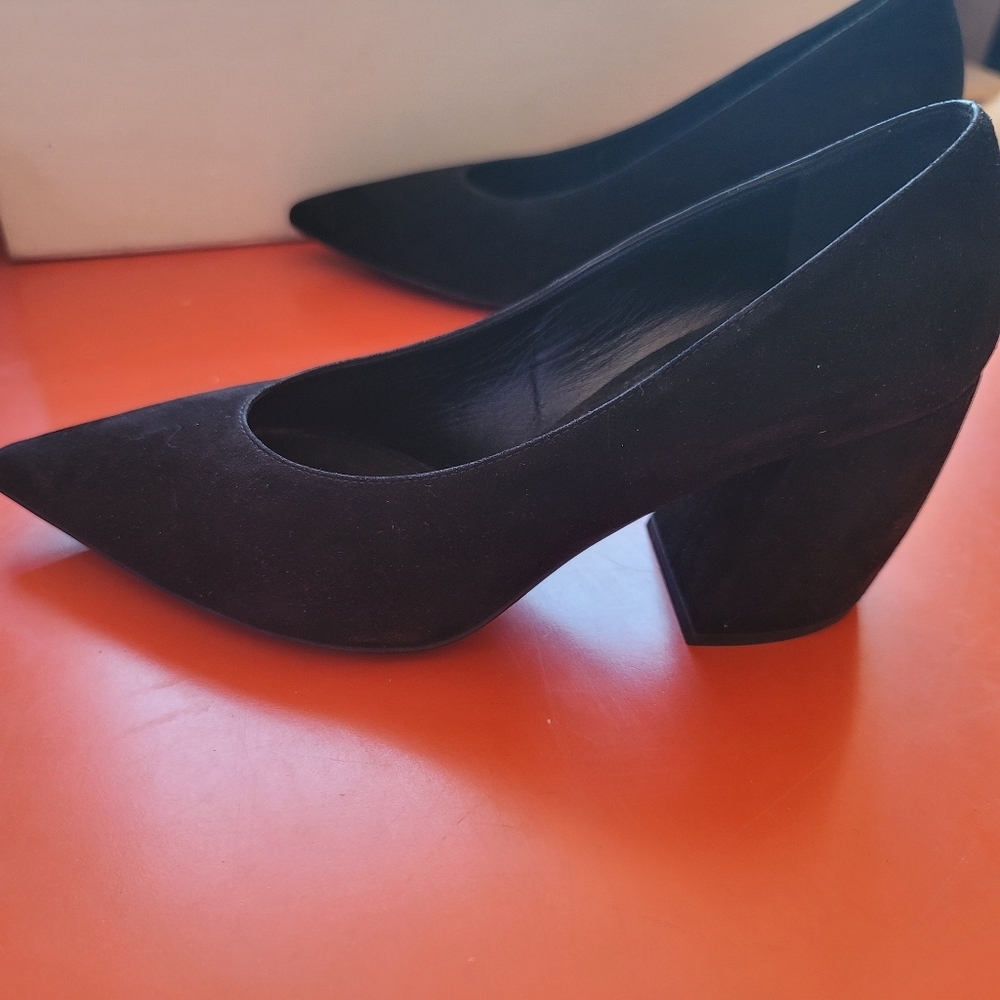 Prada Black Suede Block Heels size 35 Authentic
